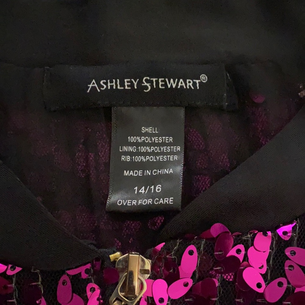 Ashley Stewart Sequin zip up bomber jacket